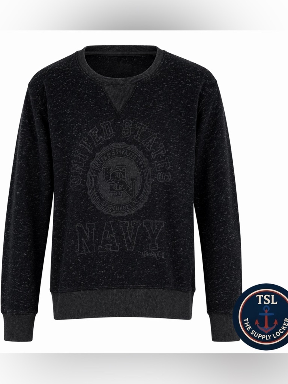 Hurley US Navy Sweatshirt Black Crewneck Medium Fleece Graphic